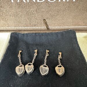 Pandora Silver Heart Lock and Key Set